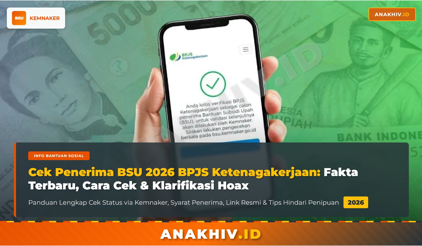 Cara Cek BSU BPJS Ketenagakerjaan 2026 Lewat HP via Kemnaker, Cukup Pakai NIK KTP!