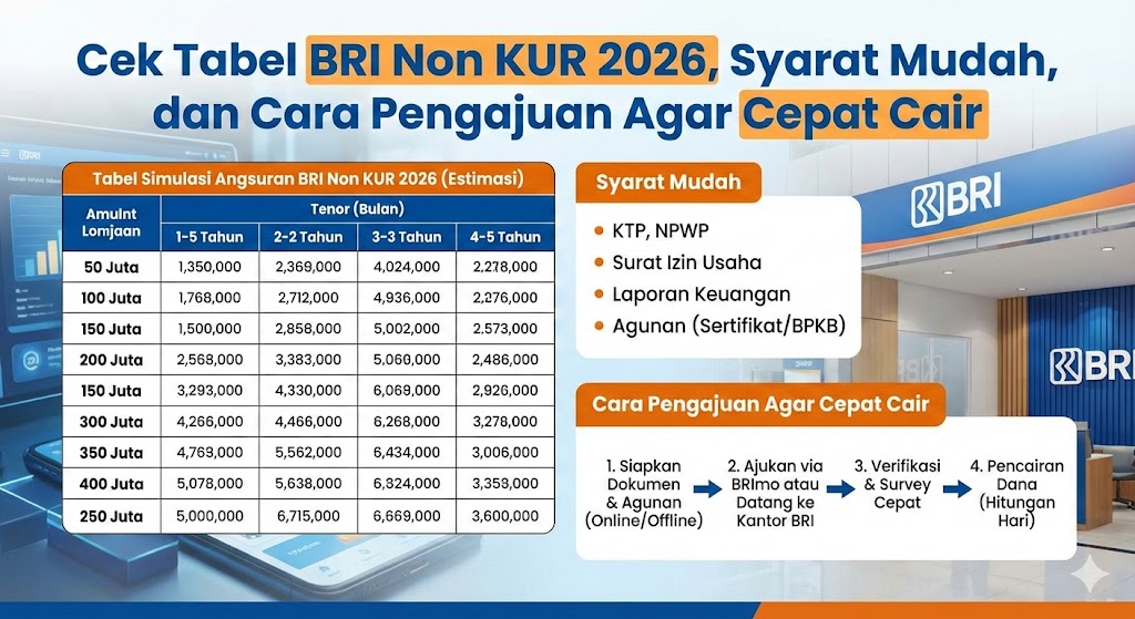 Ingin Pinjaman Selain KUR? Simak Tabel BRI Non KUR 2026, Syarat, dan Cara Pengajuan Agar Cepat Cair!